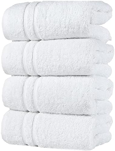 Hammam Linen White Hand Towels 4-Pack -16 x 29 Turkish Cotton Premium Quality Soft and Absorbent Small Towels for Bathroom