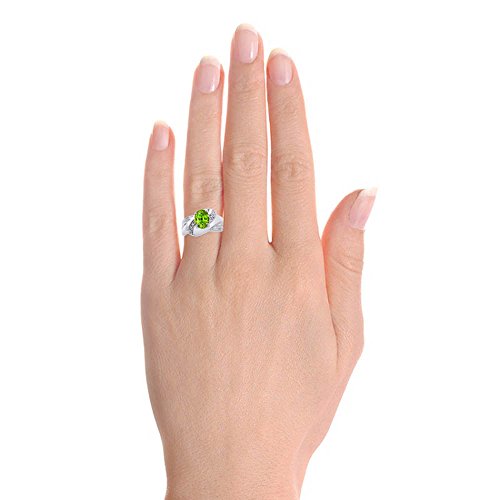 Bague en argent sterling avec diamants et péridot véritable