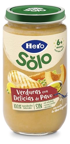 Hero Baby - Tarritos de Verduritas con Delicias de Pavo, Alimento Infantil para Bebés a Partir de los 6 Meses, 100% Ingredientes Naturales, Sin Aceite de Palma, Almidón, ni Sal Añadida -235 g