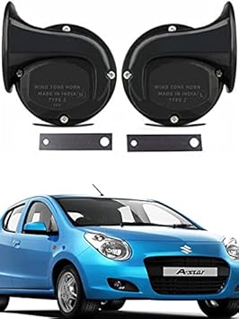 EIAC Universal Windtone Jalwa Horn (2 and 4 wheelers), Black color, Heavy plastic body, Set of 2, 12V voltage For A-Star Universal For All Models