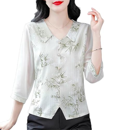 Chemise à manches longues pour femmes au style national rétro et coupe ample