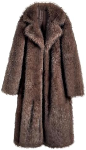 Women's Shaggy Faux Fur Warm Maxi Overcoat Outwear,Fluffy Winter Parka Long Jackets Coats