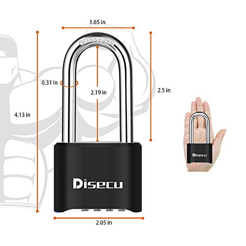 Disecu 4 Digit Heavy Duty Combination Lock 2.5 Inch Long Shackle Outdoor Waterproof Padlock For School Gym Locker, Sports Locker, Hasp Storage, Fence, Gate, Case, Toolbox, Bike (Black) #TOP1