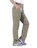 unitop Women's Travel Trousers Quick Dry Convertible Hiking Pants Khaki S 30.5'
