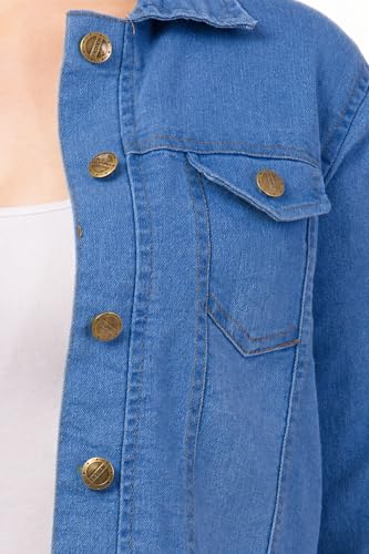 Image of FUNDAY FASHION Womens Denim Standard Length Full Sleeve Solid Jacket