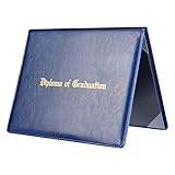 Double-Sided Diploma of Graduation Holder, Leatherette Padded Certificate Covers with Plastic Protector Sheet, 8.5 x 11 Letter Size, Navy Blue
