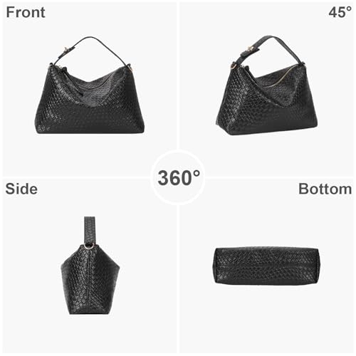 Image of Lushandy Woven Purses for Women, Leather Woven Crossbody Bag Slouchy Hobo Bag Chic Tote Purse Trendy Satchel Shoulder Handbag