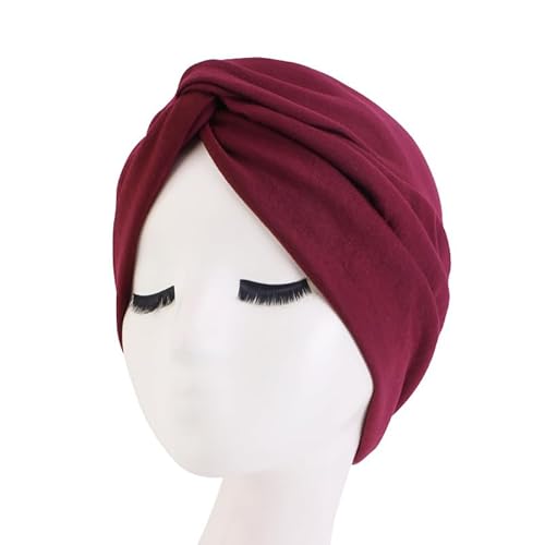 6 peças de algodão sólido chapéu de quimioterapia feminino gorro turbante elástico, chapéus de envol