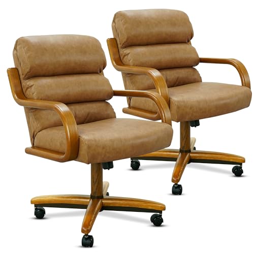 Chromcraft Leather Swivel Dining Chairs Set of 2