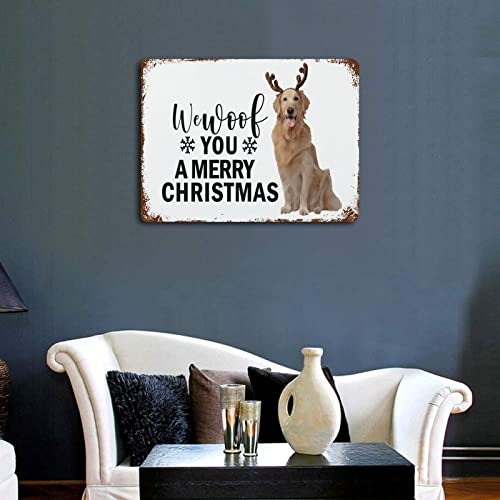 Dog Lovers Tin Signs Custom Metal Signs Outdoor We Woof You A Merry Christmas Plaque Tin Sign Men Wall Decorations 12"X16" Christmas Party Wall Decor Art Iron Vintage Sign #TOP2