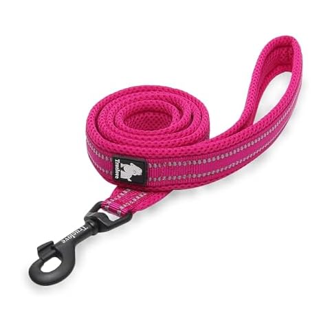 Chai's Choice Multi Handle Dog Leash Medium (Fuchsia) | Comfortable & Stylish Heavy Duty Leash with Duraflex Material | Quick Release Metal Snap Hook | 3M Reflective Stripes for Dog Visibility Cover