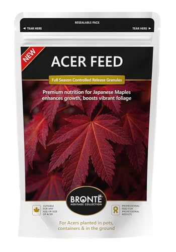 Bronte Heritage Acer Feed Controlled-Release Fertiliser Plant Food for Japanese Maples in Borders Pots Containers. Easy-Apply Granules for Strong Roots Vibrant Foliage Healthy Growth. 120g Pouch