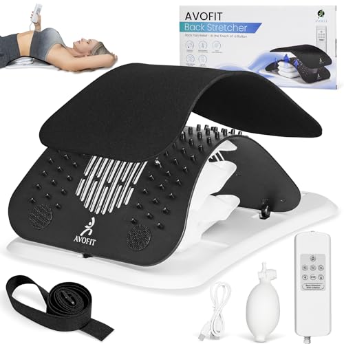AVOFIT Back Stretcher for Lower Back Pain Relief, Lumbar Back Stretcher with Manual and Remote Control, Adjustable Traction Device with Comfort Mat for Spinal Decompression, Sciatica & Scoliosis