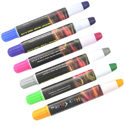 Ipetboom 6piezas Colores De Tizas Cabello Lápiz De Teñir El Cabello Para Niñas Lavables