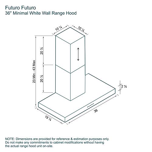 Futuro Futuro Wall-Mount Range Hood 36" 940-Cfm | Minimal White | Modern Stainless Steel Vent Hood |Contemporary Exhaust Hood | Led, Ultra-Quiet, With Blower #TOP2