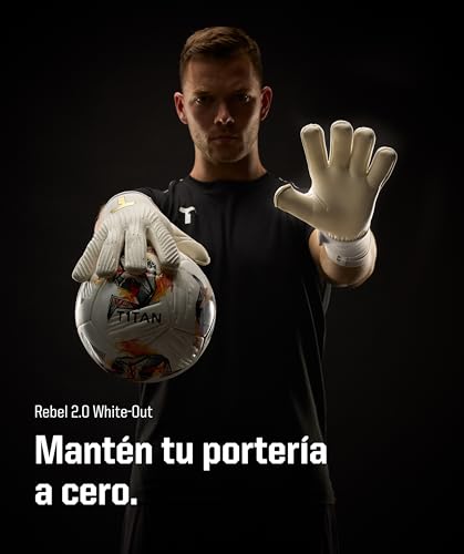 T1TAN Rebel 2.0 White-out - Guantes de Portero - Guantes de fútbol para porteros - sin protección para los Dedos - Talla 6 - imagen 2