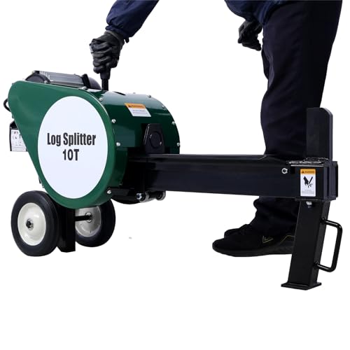 Ogracwheel Electric Log Splitter 10 Ton, 2HP 16A Double Flywheel Log Splitter for Fireplace Burning Firewood Supply, Lightweight Portable Electric Firewood Splitting Wedge Machine