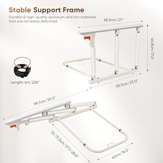 Ixdregan Sponda letto anziani, maniglia pieghevole per la guida del comodino, presa per la protezione della mano di sicurezza anticaduta per anziani, sponde letto anziani sbarra letto bambini 68x45cm