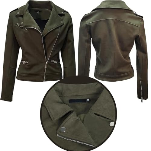 Faux Suede Jacket for Women 2024 Fall Winter Zipper Up Cropped Jacket Causal Short Bomber Moto Jackets Outwear2