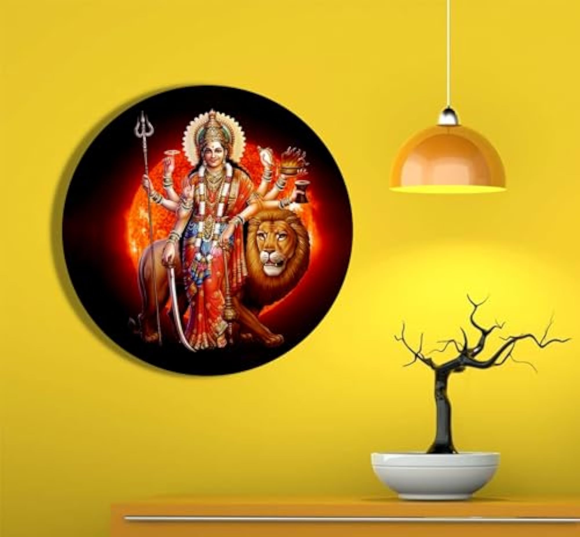 Devi Durga Decorative Ceramic Art Plate, Gift for Family
