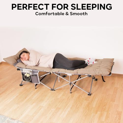 Camping Cot Mattress Pad, Camping Mattress Pad Cotton Camping Cot Mattress Topper Lightweight Waterproof Bottom Sleeping Mats for Adult, Kid roll up Mattress for Floor Improved Thickness Beige by ZONETECH - Used condition - Image 6