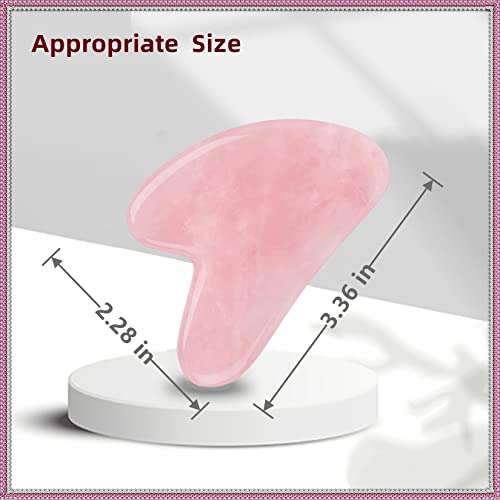 ROISOOT Ferramentas Faciais Gua Sha de Quartzo Rosa, Ferramenta de Beleza Guasha de Pedra de Jade Na