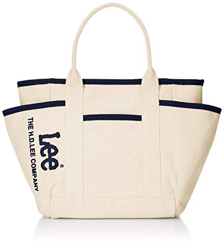 トートバッグ Leeロゴ発砲プリント 厚手コットンキャンバス S ホワイトボディ×ネイビー