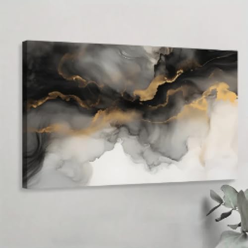 Tableau abstrait haut de gamme de fumée brune sur toile tendue avec cadre interne