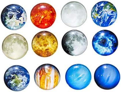 Planet Refrigerator Magnet Party Set of 12 Pack 3D Round Face For Silver Fridge Office Dry Erase Board Stainless Steel Door Freezer Whiteboard Cabinet Magnetic Great Fun for Adult Girl Boy Kid