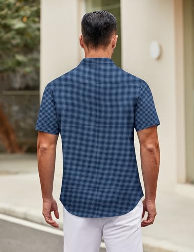 Image of COOFANDY Mens Short Sleeve Casual Button Down Shirts Summer Untucked Dress Shirts with Pocket
