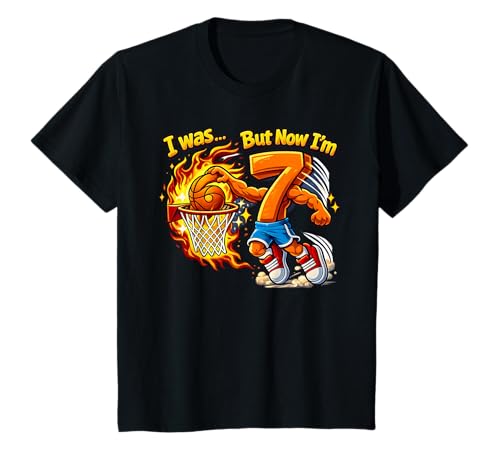 Kids I was 6 Now I'm 7 Basketball 67 Birthday Funny Six Seven Mem T-Shirt