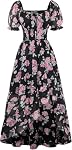 SCARLET DARKNESS Robe de Corset Floral Femme Été 2026 Robes d'invités de mariage en mousseline