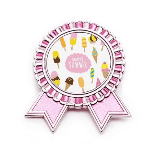 Broche rose en métal Diverse Sweet Summer médaille finition premium