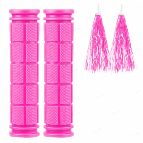 Bike Handle Grips with Tassel Streamers, Kids Non-Slip-Rubber Bicycle Handlebar for Girls Boys, Suitable for BMX MTB Bicycle Mountain Bike Scooter Folding Bike