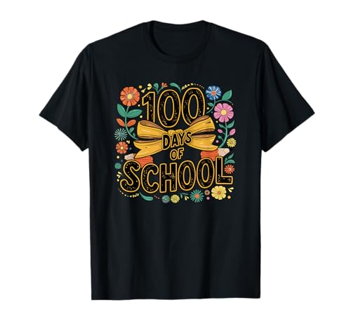 100 dias de escola coquette boho escola t-shirt 100 dias, Preto, Pequeno