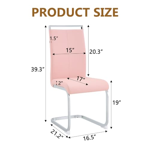 Image of Baysitone Modern Dining Chairs Set of 4, Side Dining Room Chairs, High Back Kitchen Chairs with Faux Leather Padded Seat for Dining Room,Kitchen, Living Room Pink