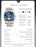 OLEVS Watch Men Original Watches for Mens Luxury Dress Business Fashion Waterproof Watch Water Resistant Roman Numbers Chronograph Stainless Steel Metal Adjustable Large Blue Faces Casual Analog Watches — image 9