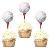 24 Stück Golf Cupcake Toppers Sport Golf Ball Kuchendekoration Baby Shower Golf Sport Spieler Thema Geburtstag Party Kuchen Dekoendeko Zubehör