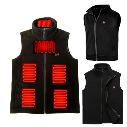 Image of Heated Vest for Men Women with Battery Pack Included, Warm Fleece Lightweight Warming Heated Vest Rechargeable (US, Alpha, Medium, Regular, Regular, black)