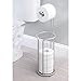 mDesign Modern Metal Freestanding Toilet Paper Roll Holder Stand and Dispenser with Storage for 3 Rolls of Reserve Toilet Tissue - for Bathroom Storage Organizing - Holds Mega Rolls - Satin