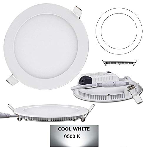 Ilett 9 Watts Flat Led Round Panel Recessed Down Light Ultrathin, About 5'' Hole, Cool White 6500K, 100V-240V #TOP3