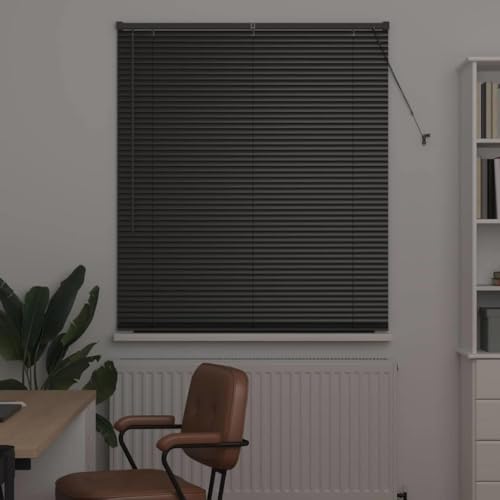 Persiana de aluminio negro de 175 x 110 cm: lamas regulables para oficina y hogar 4