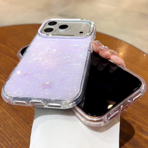 Coque iPhone 13 Pro Max à Paillettes motif coquillage blanc