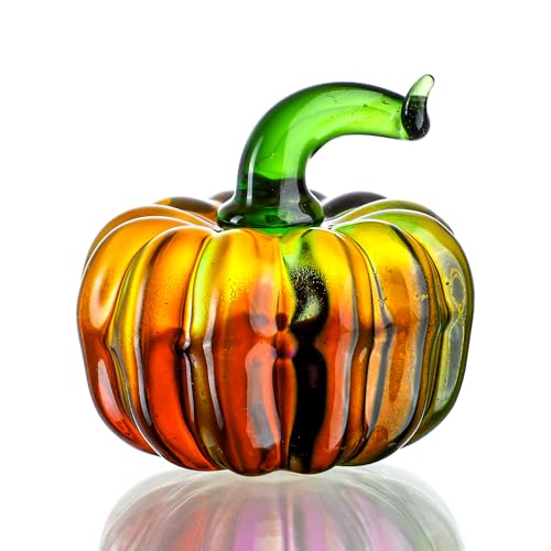 Glass Pumpkin Figurine Thanksgiving Halloween Crystal Pumpkins Paperweight