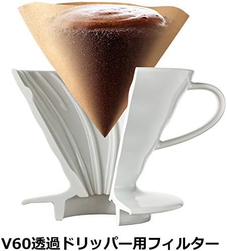HARIO VCF-03-100W papierowe filtry do V60, 03W, 1 do 6 filiżanek, 500 arkuszy, biały