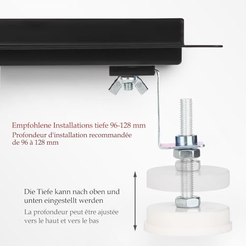 Kasloglow Duschrinne 80 cm Komplettset Schwarz, Edelstahl Ablaufrinne, Extra flache befliesbare Duschrinne mit Haarsieb, Geruchsstop und 360° Drehbar Siphon - Länge 30-120cm für bodenebene Duschen