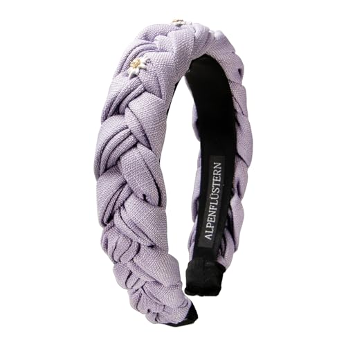 Alpenflüstern Diadema para traje regional de lino trenzado y brillantes de color blanco noble Greta, accesorio para el pelo para mujer, antideslizante, trenzado, para traje tirolés (lila) ADV145