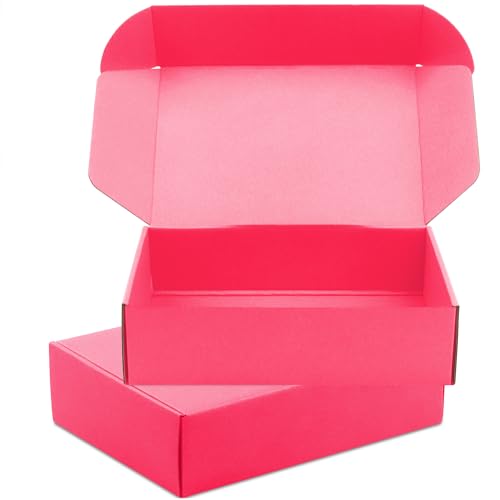 Cardboard Boxes Shipping Boxes,10 Pack Recyclable Colored Corrugated Cardboard Box Small Mailing Storage Gift Boxes for Shipping, Mailing, Gifts Packaging,11.8 x 7.9 x 3.2'' (Pink)