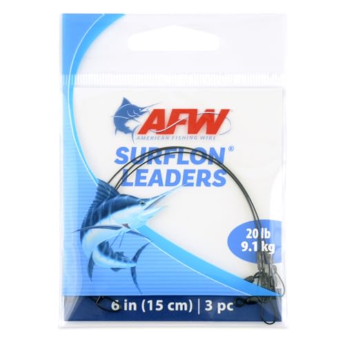 American Fishing Wire Surflon Leaders, Black Color, 20 Pound Test, 6 -Inches, 3-Pack