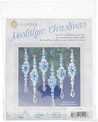 Solid Oak Kit Bead Orn Blue Ice Drops